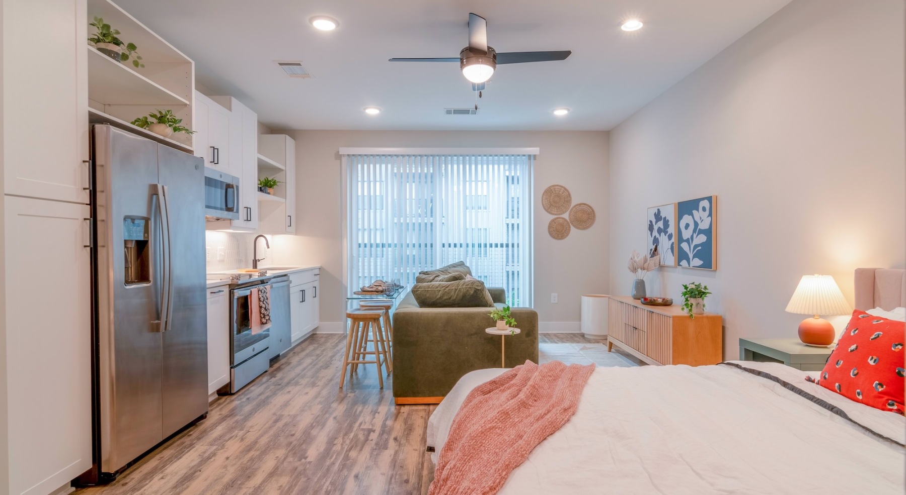 Open space living area with natural lighting