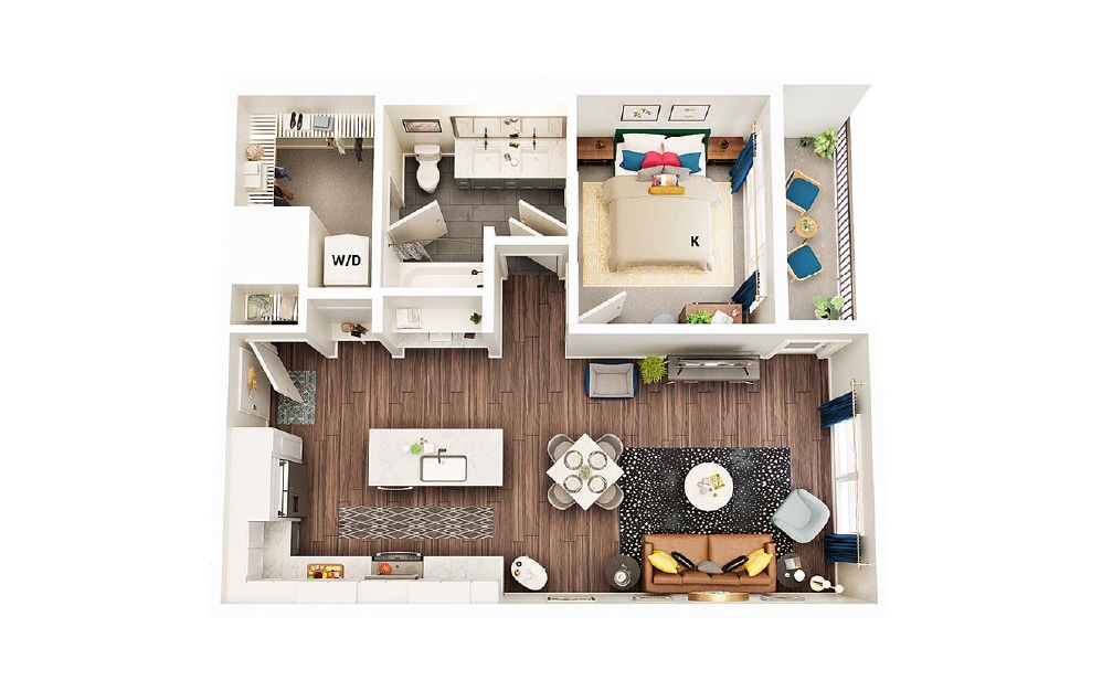 A4 - 1 bedroom floorplan layout with 1 bath and 782 square feet. (Package B)
