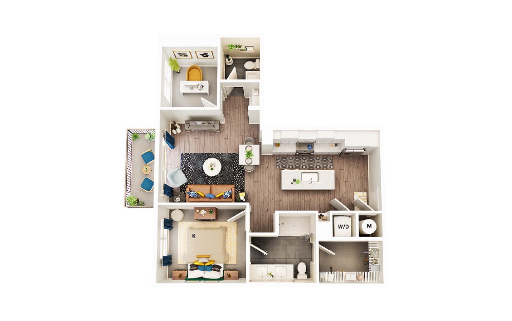 A5 - 1 bedroom floorplan layout with 1 bath and 921 square feet. (Package A)