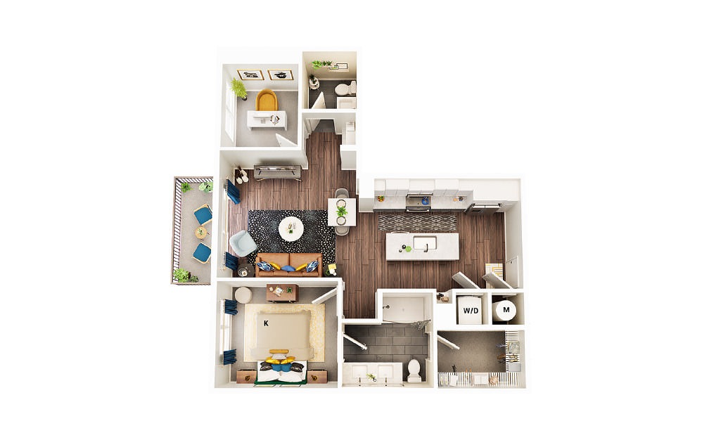 A5 - 1 bedroom floorplan layout with 1 bath and 921 square feet. (Package B)