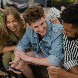 friends outdoors smiling