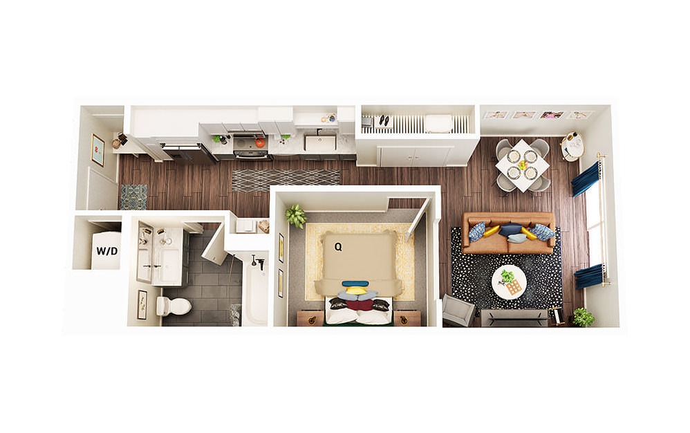 S2 - Studio floorplan layout with 1 bath and 594 square feet. (Package B)